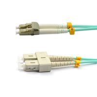 CableJoy LC-SC 10GB 50/125 OM3 Duplex Multimode PVC Fiber Optic Cable, Aqua (1 Meter)