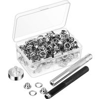 Pangda Grommet Tool Kit, Grommet Setting Tool and 100 Sets Grommets Eyelets with Storage Box (1/4 Inch Inside Diameter)