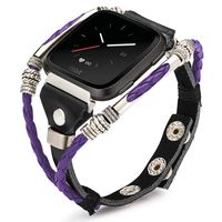 Marval.P Compatible for Fitbit Versa 2 Bands, Handmade Leather Versa, Versa Lite Band, Replacement Unique Bracelet Strap, Wristbands with Adjustable Size, Fashion Wrist Band Straps for Women Men Lover