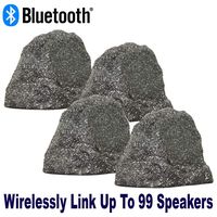 Theater Solutions B61GG Fully Wireless 400 Watt Rechargeable Battery 6.5" Bluetooth Rock 4 Speaker Set Granite Grey Link Up to 99 Speakers Wirelessly