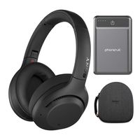 Sony WH-XB900N Extra BASS Wireless Noise Cancelling Headphones (Black) with Ultra-Portable 5,000 mAh Battery Pack and Compact Headphone case (3 Items)