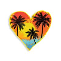 Beach Palm Tree Heart Sticker Ocean Scene Car Truck Window Bumper Vinyl Decal Cooler Ocean Coastal Graphic