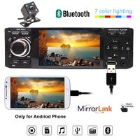 WEPECULIOR Car Radio Bluetooth,4.1 inch Touch Screen Digital Display Stereo Audio MP5 Player, Autoradio Stereo, Mirror Link Function FM AUX USB TF Romote Control with Rear View Camera