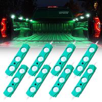 Xprite Led Rock Light for Bed Truck, 24 LEDs Cargo Truck Pickup Bed, Under Car, Foot Wells, Rail Lights, Side Marker LED Rock Lighting Kit w/Switch Green - 8 PCs