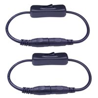 TronicsPros 2pcs LED Strip Light Inline On/Off Switch Cable DC Jack (5.5x2.1mm) Male to Female Connector, DC Jack Switch, LED Tape Light Connector, 12V Inline Rocker Switch DC Power Adapter Connector