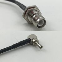 6 inch RGU178 RP-TNC FEMALE BULKHEAD to CRC9 MALE ANGLE Pigtail Jumper RF coaxial cable 50ohm High Quality Quick USA Shipping