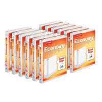 Cardinal Economy 3-Ring Binders, 1/2" Round Rings, Holds 125 Sheets, ClearVue Presentation View, Non-Stick, White, Carton of 12 (90601)