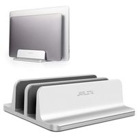 JARLINK (Upgraded Dock Version) Vertical Laptop Stand, Double Desktop Stand Adjustable Laptop Holder (up to 17.3 inches) Compatible with All MacBook Pro/Air/Microsoft Surface (Silver)