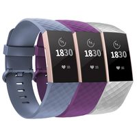 adepoy Compatible with Fitbit Charge 3 Bands for Women Men Large Small, Adjustable Replacement Wristbands for Fitbit Charge 3 and Fitbit Charge 3 SE, 3 Pack, Blue-Gray, Purple, Silver, Large