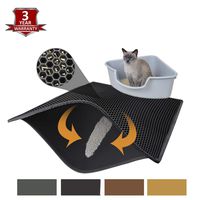 Pieviev Cat Litter Mat Litter Trapper of Large Size 30" X 24", Honeycomb Double-Layer Design Waterproof Urine Proof Material, Floor and Carpet Protection Scatter Prevent(Black)