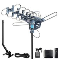 CeKay Digital Outdoor Amplified HD TV Antenna Motorized 360 Degree Rotation 150 Miles with 40FT RG6 Coax Cable and Mounting Pole Snap-On Installation - UHF/VHF/1080P/4K