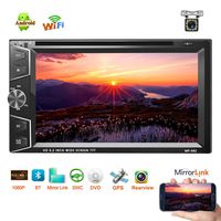 Car Stereo Double Din Car Radio Android in Dash DVD CD Player 6.2" Touch Screen Bluetooth GPS Navigation WiFi FM Radio USB AUX Car Multimedia Mirror Link Steering Wheel Control + Rear View Camera