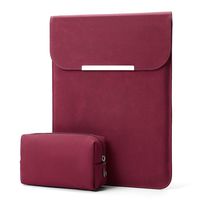 KALIDI 13.3 inch Laptop Sleeve Case Faux Suede Leather for MacBook Air/13 inch MacBook Pro Retina 2017 2016,MacBook 13-13.5 inches + Accessories Pouch,Burgundy