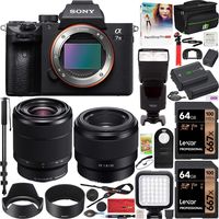 Sony ILCE-7M3K/B a7III Full Frame Mirrorless Camera with SEL2870 FE 28-70 mm F3.5-5.6 OSS Lens Bundle with SEL50F18F FE 50mm F1.8 Lens, 2X 64GB Memory, Deco Gear Case and Accessories (15 Items)