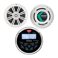 Kicker 6.5 Inch 150W Marine Speakers (2 Pack) + 3 Inch Bluetooth Boat Receiver