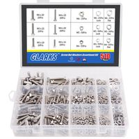 Glarks 510 Pieces Flat Hex Stainless Steel Screws Bolts Nuts Lock and Flat Gasket Washers Assortment Kit