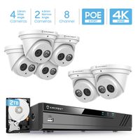 Amcrest 4K Security Camera System w/ 4K 8CH PoE NVR, (6) x 4K (8-Megapixel) IP67 Weatherproof Metal Turret Dome POE IP Cameras, Pre-Installed 2TB HDD, NV4108E-T2499EW28M4-T2499EW40M2-2TB (White)