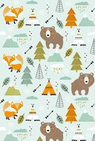 MUZI Photography Backdrops Jungle Animals and Plants Background Bears Fox Pine Feather Decor Wallpaper Baby Birthday Party Photo Shooting Prop 5x7ft XT-6625