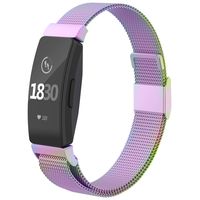 CCnutri Compatible with Fitbit Inspire HR Bands, Stainless Steel Loop Metal Mesh Bracelet for Fitbit Inspire and Ace 2 Replacement Wristbands for Women Men, Colorful, Large