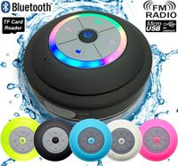 Guppy Water Resistant Bluetooth LED Shower Speaker - FM Radio TF Card Reader, 2016 Model Kid-friendly, Built-in Control Buttons, Speakerphone, Powerful Suction Cup for Indoor/Outdoor Use (Black)