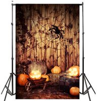 Lelinta 5X7ft Halloween Theme Backdrop Photography Background Halloween Pumpkin Lamps Horror Night Graveyard Photo Booth Props Background Studio Prop
