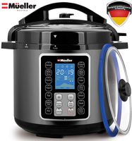 Mueller UltraPot 6Q Pressure Cooker Instant Crock 10 in 1 Pot with German ThermaV Tech, Cook 2 Dishes at Once, BONUS Tempered Glass Lid incl, Saute, Steamer, Slow, Rice, Yogurt, Maker, Sterilizer