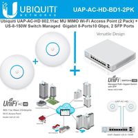 Ubiquiti UAP-AC-HD 802.11ac UniFi Access Point(2pk) + Switch PoE+ Gigabit 8Port