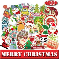 100 Pcs Different Christmas Car Stickers Motorcycle Bicycle Skateboard Laptop Luggage Decals Bumper Stickers Waterproof