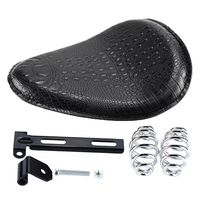 Oumurs Black Alligator Emboss Synthetic Leather Solo Seat Chrome 3" Barrel Springs T-bar Mounting Bracket Kit for Harley Sporster 883 1200 Chopper Bobber 48 Dyna