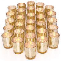 LETINE Gold Votive Candle Holders Set of 36 - Speckled Mercury Gold Glass Candle Holder Bulk - Ideal for Wedding Centerpieces & Home Decor