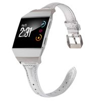 Wearlizer Leather Band Compatible for Fitbit Ionic Bands Women Men, Genuine Leather Replacement Band Bracelet Compatible with Fitbit Ionic Small Large (Silver)