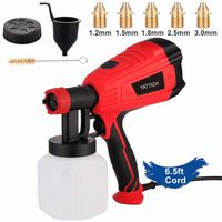 YATTICH Paint Sprayer, 500 Watt Home Electric Spray Gun, with 3 Patterns and 5 Copper Nozzles, Easing Cleaning, for Furniture, Fence, Car, Bicycle, Chair etc. YT-191