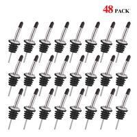 48 Pack Stainless Steel Classic Bottle Pourers Tapered Spout - Liquor Pourers with Rubber Dust Caps