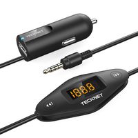 TECKNET F27 In Car Universal Wireless FM Transmitter with 3.5mm Audio Plug and USB Car Charger