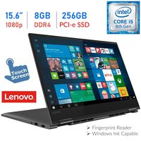 2019 Lenovo Yoga 730 15.6'' 2-in-1 Touch FHD IPS (1920x1080) Laptop PC, Intel Quad-Core i5-8250U, 8GB DDR4, 256GB PCI-e SSD, USB Type-C, Bluetooth, Backlit Keyboard, Fingerprint Reader, Windows 10