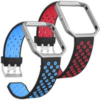 SKYLET Compatible with Fitbit Blaze Bands with Frames, 2 Pack Sport Silicone Replacement Breathable Wristbands Compatible with Fitbit Blaze Smart Watch Men Women Black