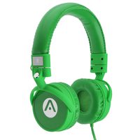 Audiomate A7 Noise-isolating Wired Stereo Extra Bass Foldable Stereo Tangle-Free On-Ear Headphones with Built-in Microphone and Remote 5ft Cable 3.5mm Plug Green