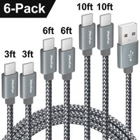 CLEEFUN USB Type C Cable [6-Pack, 3/3/6/6/10/10 ft] Fast Charging USB C Charger Cord for Samsung Galaxy S10e S10 S9 S8 Plus S10+ S9+ S8+, Note 10 Note 9 Note 8, LG G7 G6 G5 V40 V35 V30 - Nylon Braided