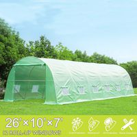 Mellcom 26' x 10' x 7' Greenhouse Large Gardening Plant Hot House Portable Walking in Tunnel Tent,Green
