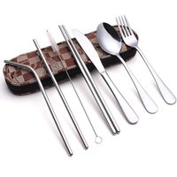 Travel Utensils,Reusable Silverware Set To Go Portable Cutlery Set with a Waterproof Carrying Case for Lunch Boxes Workplace Camping School Picnic (Brown Flower)