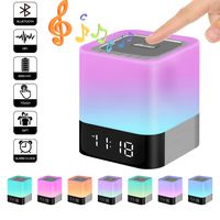 Elecstars Touch Bedside Lamp with Bluetooth Speaker, Dimmable Warm Night Light, Alarm Clock, MP3 Music Player, Table Lamp with 4000mAh Battery, Support TF and SD Card, Gift for Kids Friends Party