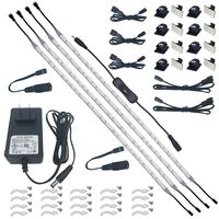 Litever Under Counter LED Lighting Kit, 4 PCS 20 Inches Flexible LED Strips, 16W, 1200 Lumen, Daylight white 5000K. Suitable for Kitchen Cabinets, Book Shelf Showcase Closet Wardrobe (4-Strip-5000K)
