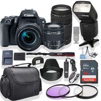 Canon EOS Rebel SL2 DSLR Camera with 18-55mm & 75-300mm Lens (Black) Kit + Speed Light Multi Mode Flash + Gadget Bag +3 Piece Filter Kit + Premium Accessory Bundle