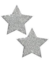 iHeartRaves Pastease Silver Glitter Star Rave Pasties (Set of 2 Pasties)