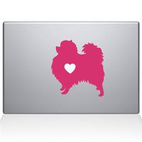The Decal Guru Pomeranian Love Silhouette Decal Vinyl Sticker, 15" MacBook Pro (2015 & Older Models), Pink (2336-MAC-15P-BG)