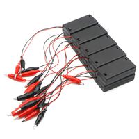 Senmod 3V Battery Holder Storage Case Box 2 x 1.5V AA Batteries Wired ON/Off Switch Alligator Clip Pack of 10