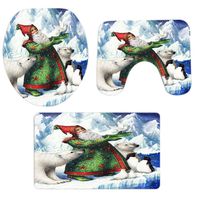 Flannel Christmas Pgojuni Winter Bathroom Non-Slip Pedestal Rug + Lid Toilet Cover + Bath Mat Set 3PCS (I)