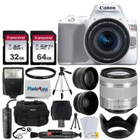 Canon EOS Rebel SL3 Digital SLR Camera (White) + EF-S 18-55mm f/4-5.6 IS STM Lens (Silver) + 58mm 2X Professional Telephoto & 58mm Wide Angle Lens + 32GB & 64GB Memory Card + Case + Tripod + Lens Hood