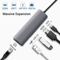 USB C Adapter Hub for MacBook Air 2019/2018,MacBook Pro 2019/2018/2017/2016, iPad Pro 2019/2018,Dongle with HDMI 4K,Type-C(Thunderbolt 3) PD Charging,Gigabit Ethernet,2xUSB 3.0 Dock