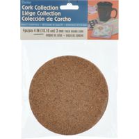 Cork Collection Discs-4"X4"X3mm 4/Pkg